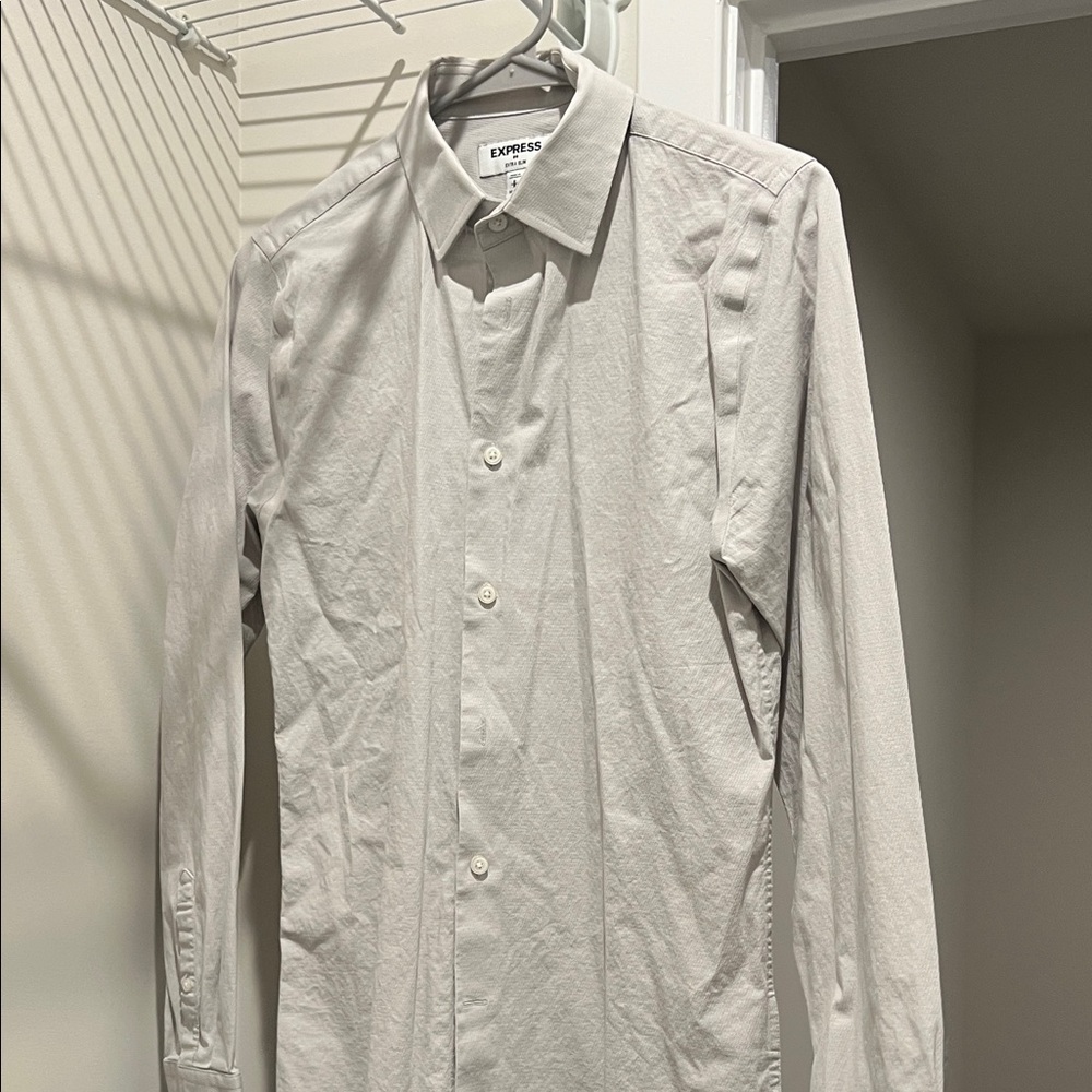 Express Men's Light Gray Button Down Shirt